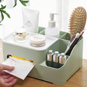 Nordic Style <b>Desktop</b> <b>Organizer</b> Tissue Box With Partitions 2L Storage Box <b>For</b> Makeup And Daily Essentials Modern Minimalist - Product Image 1