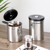 Boîte à café Tenrey en acier inoxydable, récipient de stockage hermétique pour aliments avec suivi des données, pour thé, sucre, farine