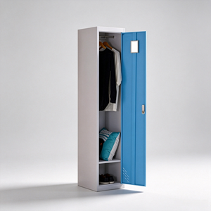 Armario Metálico con 1 Puerta, Cerradura con Llave, 2 Estantes, Montaje en Suelo, Cierre Manual Resistente, Tirador Empotrado - Product Image 2