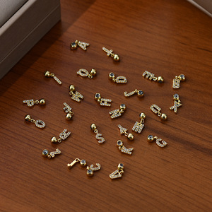 Strass placcato oro flottante Mini iniziali alfabeto minuscolo charm <span class=keywords><strong>a-z</strong></span> per bracciale collana - Product Image 4