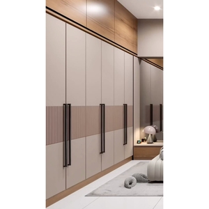 Prima Minimalist <strong>Wardrobe</strong> with <strong>Slim</strong> Handles and Durable Board Materials for Long-Term Home Use Wooden Color Natural Closet - Product Image 3