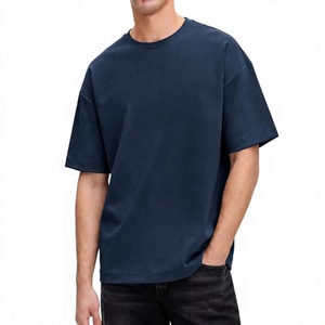 <b>Men's</b> Oversized <b>Navy</b> <b>Blue</b> 100% Cotton T-<b>Shirt</b> Short Sleeve O-Neck Casual Solid Blank Jersey Fit Digital Printing Eco-Friendly - Product Image 1