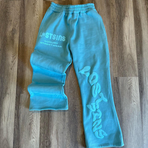 Pantalones extragrandes de algodón desgastado con logotipo personalizado del fabricante, pantalones acampanados para hombre con lavado ácido de peso pesado - Product Image 2