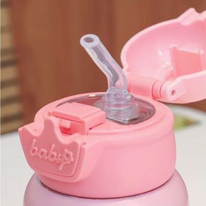 BPA FREE Double Wall Stainless Steel Thermos Cup Children Double <b>Drink</b> Kettle Custom Vacuum Water Bottle With <b>Straw</b> Rope Strap - Product Image 6