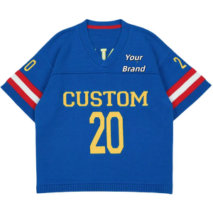 Maillot de football personnalisé haut de gamme à manches courtes, col en V, tricoté, style rétro décontracté, Coupe du Monde 2026 - Product Image 1