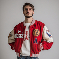 Veste universitaire pour homme OEM, style vintage, vêtements d'hiver, logo brodé personnalisé, veste de baseball en cuir