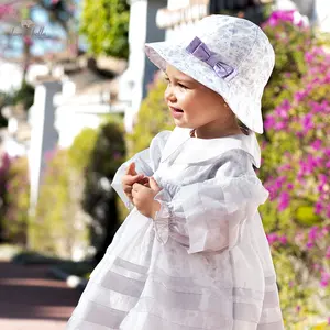 DB1248398 DAVE BELLA Children's Hat Spring Baby Girls Fashion Outdoor Casual Floral Print Pure Cotton Sun Hat