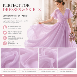 Tessuto in Chiffon 100% Poliestere 70g, Colore Personalizzato, Organico, Fluorescente, Fantasia, Setoso, Liscio, <span class=keywords><strong>Lucido</strong></span>, Drappeggiabile, per Gonne e Abiti da Spiaggia - Product Image 1