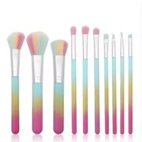 Échantillon Gratuit 10 Pinceaux de Maquillage de Luxe en Nylon pour Fond de Teint, Style Éventail, Visage, Eyeliner, Mascara, Pack PU
