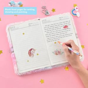 Bella scatola pura pacchetto Set diario diario taccuino con copertina in peluche e penna <span class=keywords><strong>regalo</strong></span> di cancelleria Set regali di nozze per gli ospiti bambini - Product Image 5