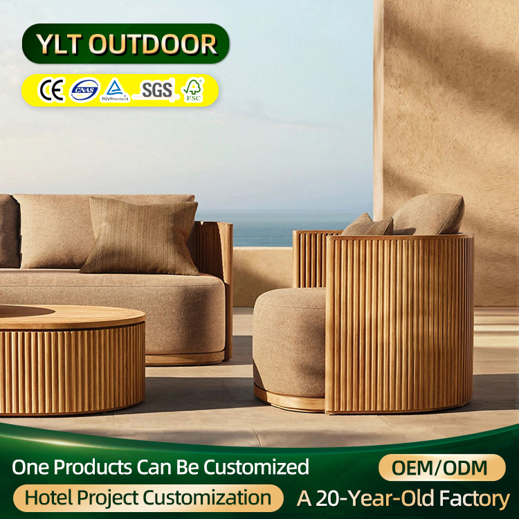 Northern Europe Outdoor Furniture Garden Sofa Anti-Corrosion Weather Resistance Teak Sofa