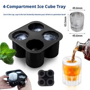 Moule à glaçons créatif à quatre cavités en silicone alimentaire, vente en gros d'usine, pour gobelets à glace et plateaux à glaçons DIY - Product Image 1