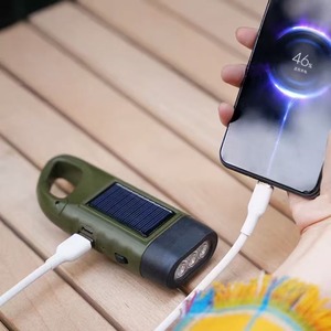 Solar Powered <b>Rechargeable</b> <b>Flashlight</b> 500mAh LED Emergency Light With Hand Crank Charging Outdoor Use - Product Image 1