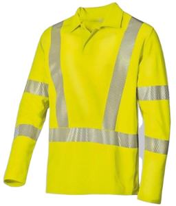 ANSI クラス2 高視認性反射LEDフラッシュ安全作業服 イエローオレンジ 50%ポリエステル 50%コットン 185gsm 長袖ポロシャツ - Product Image 1