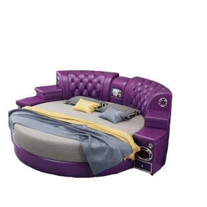 <span class=keywords><strong>Lit</strong></span> électrique multifonction moderne de luxe avec cadre en bois de chêne, revêtement en cuir microfibre, tiroirs de rangement, massage, taille <span class=keywords><strong>double</strong></span> - Product Image 6