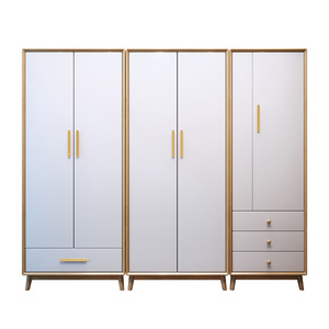 Nordic Style <b>Solid</b> <b>Wood</b> <b>Wardrobe</b> Hinged Door Space Saving Bedroom Storage Cabinet Natural <b>Wood</b> Color - Product Image 4