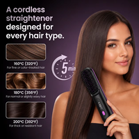 Sisir Catok Rambut Elektrik Nirkabel Custom 3 Tingkat Anti-Kusut Ionik Wanita Portable Mini