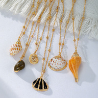 Collier ras du cou tendance pour femme, style bohème, en alliage, avec perles, coquillages et pendentifs en forme de coquille, chaîne à maillons dorés, idéal pour un anniversaire