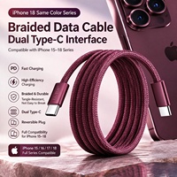 Kabel Pengisian Cepat 60W Tipe C ke Tipe C, Nylon Braided, Tembaga Murni, Kabel Data 3A untuk Ponsel