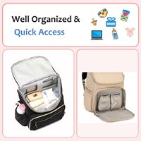 Sac d'extérieur Sac à couches de grande capacité Sac à dos avec boucle de poussette Sac de voyage résistant à l'eau pour bébé avec poches isolées