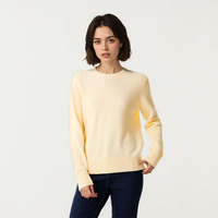 Femmes élégant coréen col rond pull en tricot pull 100% laine chaud solide décontracté tricoté hauts pour l'hiver