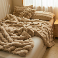 Plaid en fausse fourrure de lapin Class Kolena Raschel, double couche, épais, en velours de lait, couverture de lit, pour canapé, cadeau d'hiver, style américain