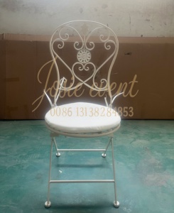 <span class=keywords><strong>Chaise</strong></span> de Bistro Pliante Vintage en <span class=keywords><strong>Fer</strong></span> <span class=keywords><strong>Forgé</strong></span> avec Coussin pour Salon de Jardin, Mariage, Événement - Product Image 3