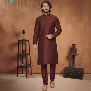 <b>Mens</b> Premium Polyester Wrinkle Free Quick Dry All Seasons <b>Kurta</b> Pyjama Set Traditional Indian Party & Festive Ethnic Wear - Product Image 1