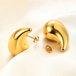 Teardrop Stud <b>Earrings</b> 18Mm 18K Gold Stainless Steel Fashionable For Women Gift Occasion - Product Image 3