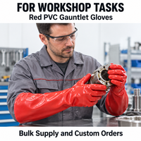 Gants de travail industriels personnalisés en PVC enduit, résistants à l'huile, imperméables, doublés polyester, épaisseur 1,5 mm, manchette longue 27, 35, 40, 45 cm, vente en gros