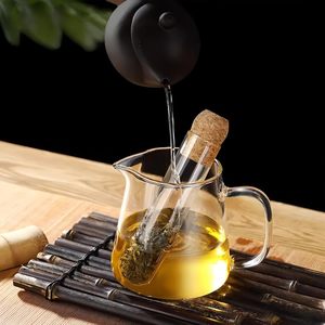 Custom Clear Borosilicate Glass <b>Tea</b> <b>Infusers</b> With Cork Lid Tube <b>Tea</b> <b>Infuser</b> Glass <b>Tea</b> Strainer - Product Image 4