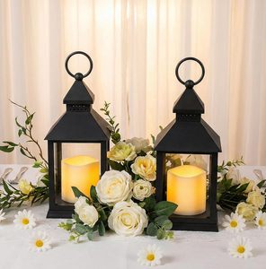 European Retro Glass LED <b>Candle</b> Lamp Christmas Halloween Portable Wind Lantern for Interior Decoration Cross-Border Plastic - Product Image 3