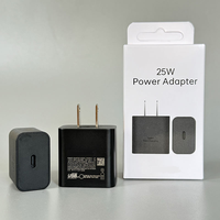 Chargeur mural portable PD 25W T2510 USB-C à charge rapide, adaptateur de voyage pour Samsung avec câble Type C, compatible UE/US