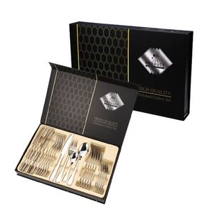 Juego de Cubiertos de Lujo para Viaje Factory Royal de 24 Piezas, de Acero Inoxidable Dorado, para Bodas, con Estuche - Product Image 2