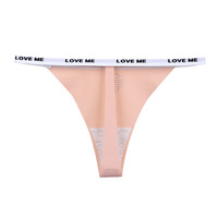 Culottes string sexy taille basse en microfibre et soie glacée pour femmes, imprimé lettres minimaliste, respirantes et sans coutures, vente en gros