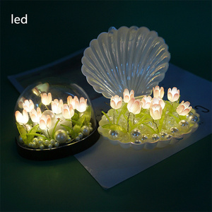 Día de San Valentín DIY hecho a mano Concha tulipán lámpara de mesa de <span class=keywords><strong>cristal</strong></span> personalización bola de <span class=keywords><strong>cristal</strong></span> flor Concha tulipanes LED luz de noche - Product Image 3