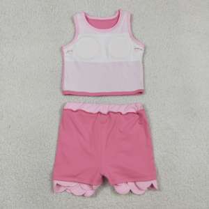 ชุดเด็กผู้หญิง GSD4063 rts Little Active Girl สีชมพูลายตาราง  ชุดกระโปรงสีชมพูขอบหยัก  ขายส่ง ชุดเด็กแขนกุด ชุดกระโปรงโยคะ - Product Image 2