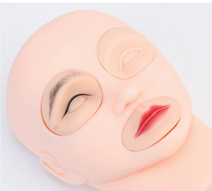<b>Silicone</b> PMU Mannequin Head Mold Replaceable Eyes Mouth Eyebrow Lip Microblading Tattoo Practice Training <b>Tool</b> Kit - Product Image 3