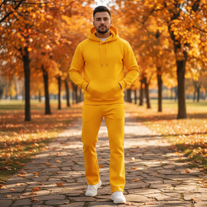 Conjunto Deportivo Personalizado con Logotipo, Pantalones y Sudadera con Capucha de Felpa 100% Algodón, Transpirable, con Dobladillo sin Rematar, para Hombre, Otoño - Product Image 3