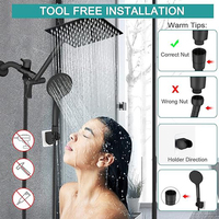Système de Douche Luxe Moderne en Acier Inoxydable Poli avec Mitigeur Thermostatique Céramique Monocommande et Pommeau Pluie