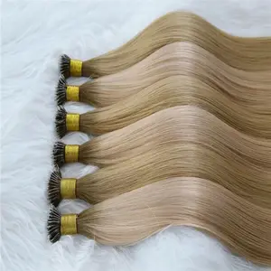 Nano Ring Human Hair Extensions Tipped Real Hair Micro Beads Links Hairpiece Full Head For Women