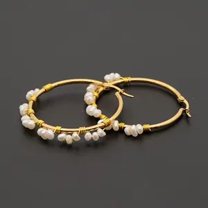 Go2boho Summer New Freshwater Pearl Fashion Jewelry Wholesale Gifts Delicate Surfer Beach Hoop Earrings for Women