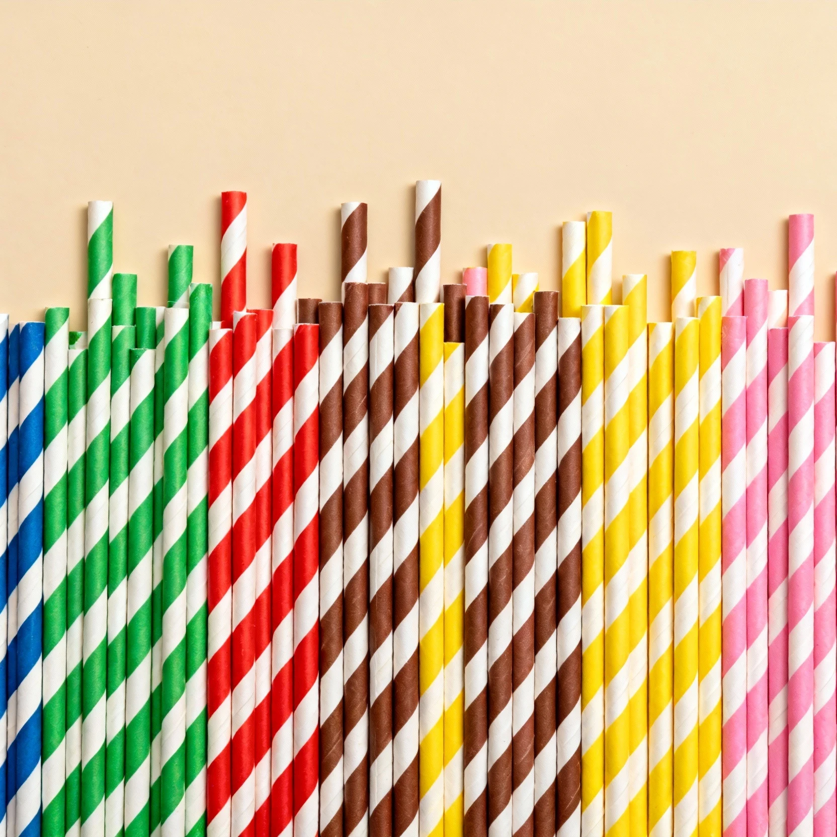 Customized Wholesale Food-grade Colored Striped Disposable Paper Straws, Biodegradable Paper Straws