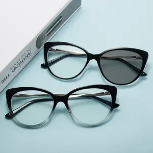 Vendita calda nuovo stile che cambia colore Retro Cat Eye Trendy TR90 Frame ottico leggero moda Anti Blue Light Glasses