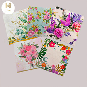 Floral Printed <b>Paper</b> Napkins 330mm Square Disposable For Themed Party Decorations - Product Image 1