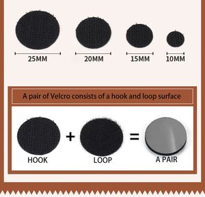 Sangles Velcro autocollantes noires de 25 mm, points ronds à crochets et boucles - Product Image 4