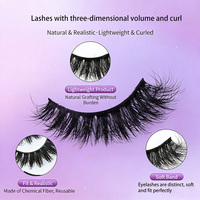 Faux cils YUCAGCI faits main, 20 paires, tige en coton noir, volumineux, épais, recourbés et frisés, pour maquillage de scène