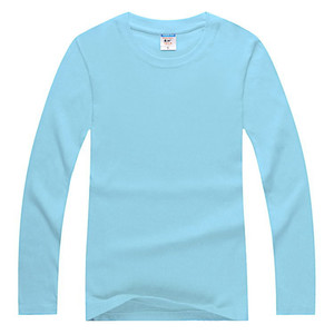 200 Gsm 100% Cotton O-cổ Dài Tay Áo Màu Rắn Áo Thun Tùy Chỉnh Thể Thao Bầu Cử Quảng Cáo Khuyến Mãi Crewneck T Shirt T-shirts - Product Image 3