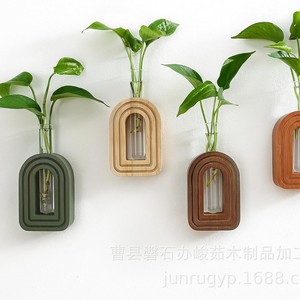 Grid Forte Wooden <b>Wall</b> Mounted Vase Rack Geometric Shape For Green Plants And Dried Flowers Living Room Decorative <b>Display</b> - Product Image 2