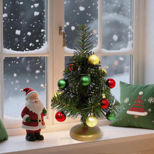 Decoración de Mesa, Mini Árbol de Navidad Verde de 32 cm, Artificial, de PVC, sin Luces, con Adornos de Bolas, para Hogar, Oficina, Fiesta - Product Image 5